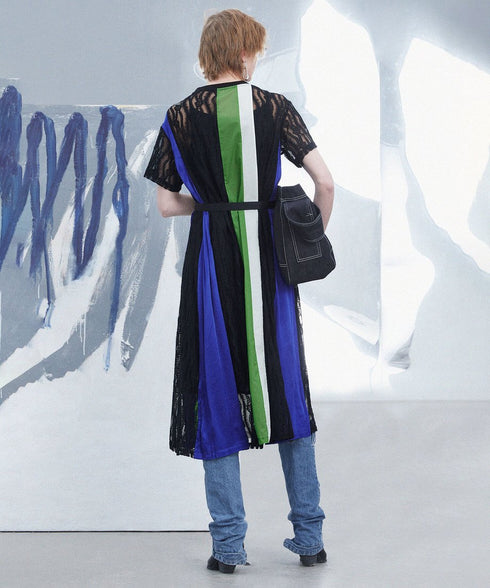 Stripe Lace Panel Dress